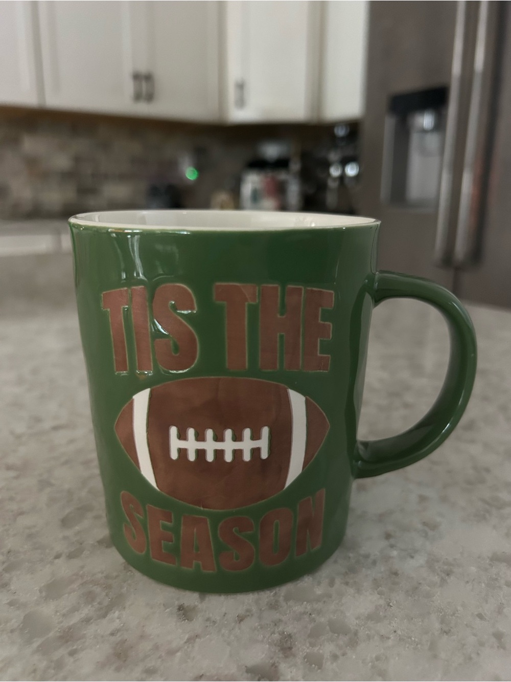 “New” Prima Design Green "Tis The Season" Football Ceramic Mug